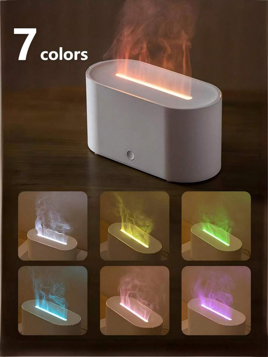 1pc 130mL Mini 7Color Gradient Flame Aroma Diffuser, Simpel Tabletop