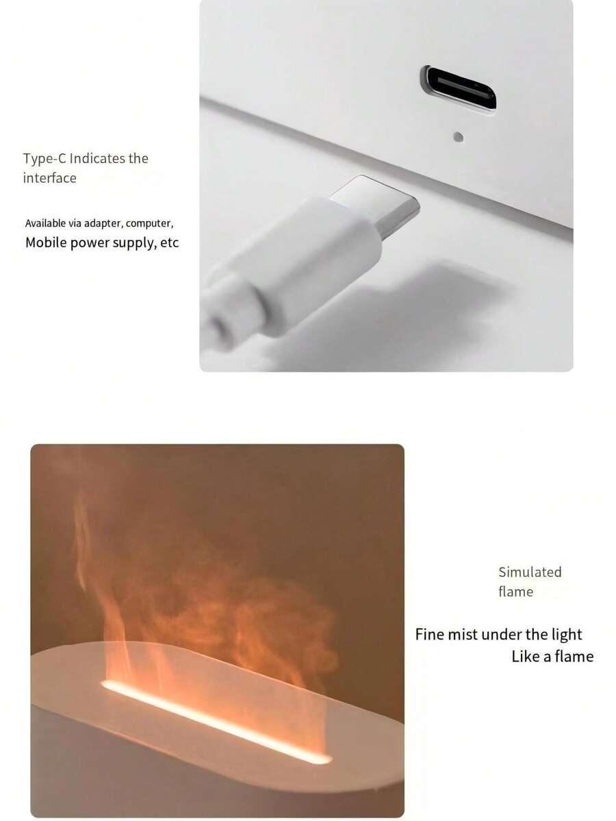 1pc 130mL Mini 7Color Gradient Flame Aroma Diffuser, Simpel Tabletop