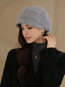 1 件装女士纯色贝雷帽，保暖防风，适合妈妈，时尚百搭兔毛针织帽，适合户外散步 - 彩色 - 查看 10