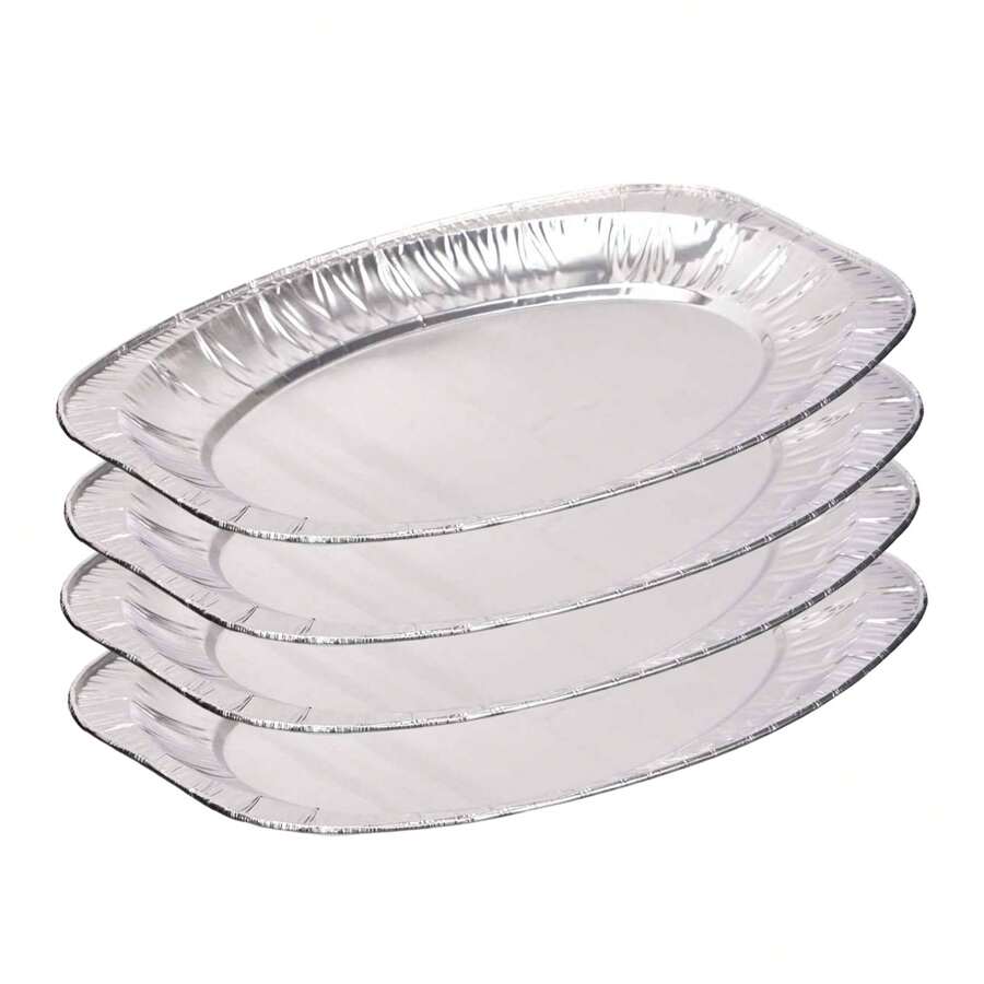 San Ignacio Set Of 4 Oval Aluminium Trays 35x24cm KINVARA Collection. Free Shipping In 24/48h - Grey - View 1