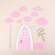 1 bộ mô hình thu nhỏ bằng gỗ chủ đề cổng vào nhà búp bê, phụ kiện trang trí ngày lễ - Nhiều màu - Xem 4