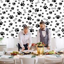 1pc Black White Bone Dog Cat Paws Photography Backdrops 59.1*39.4/82.7*59.1/106.3*70.9 Inches Party Banner Wedding Birthday Photo Background Indoor Outdoor Newborn Shower Decoration Supplies
