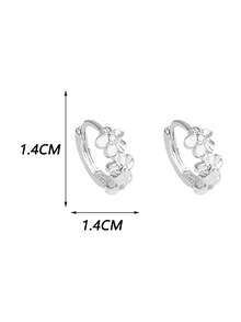 1 Pair Of Cool Style Flower Earrings For Women, New Style, Niche Design, High-End, Fashionable And Versatile Earrings - Silver - View 6