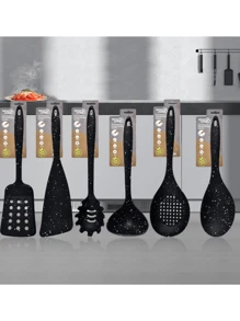 1件/6件全包装硅胶厨具耐高温不粘煎锅烹饪勺铲厨房工具，撒一些硅胶厨具，包括漏勺，勺子，铲子，饭勺，锅铲，意大利面