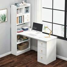 Escritorio De Computadora Con Combinación De Estantería - Blanco - Ver 5