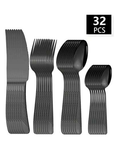 Christmas 4/16/24/32pcs Stainless Steel Cutlery Set, Suitable For Kitchen, Dining Room, Wedding, Party & Holiday Gift Home Decor New Year Gift