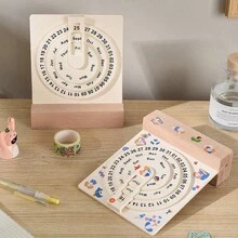 1 Lịch vạn niên xoay đơn giản sáng tạo có đế gỗ, Lịch hàng ngày trang trí bàn làm việc, Phụ kiện gia đình & văn phòng (Không bao gồm nhãn dán) - trắng - Xem 6