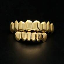 THATBOY 1 件/2 件 18K 镀金上 8 下 6 颗闪亮牙套万圣节说唱歌手珠宝角色扮演者服装配饰 - 彩色 - 查看 9