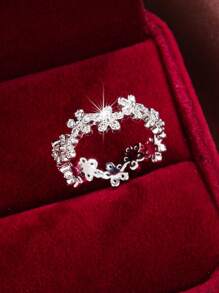 Anillo zirconia cúbica adorno - Plateado - Ver 4