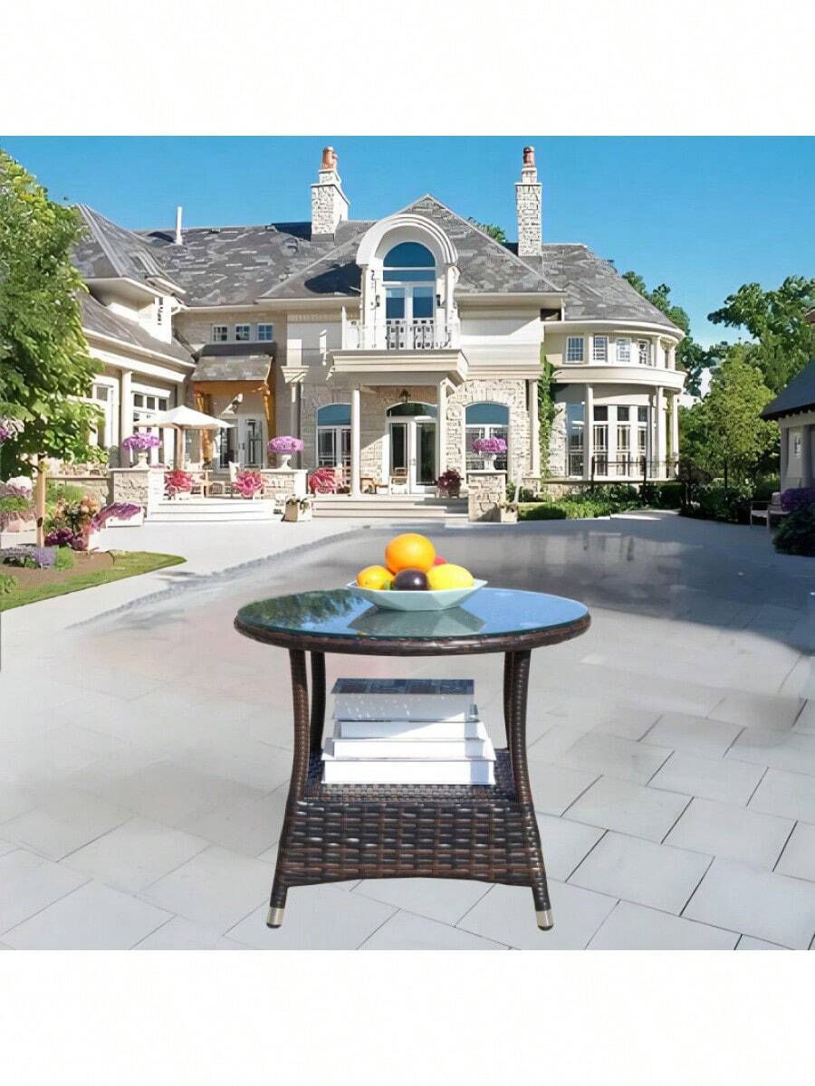 Outdoor Patio Furniture 1 Coffee Table With Clear Tempered Glass