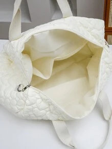 熊图案毛绒波士顿手提包 - 多功能大容量尿布和婴儿用品收纳手提包，带肩带，适合婴儿、青少年和成人 - 米色 - 查看 4