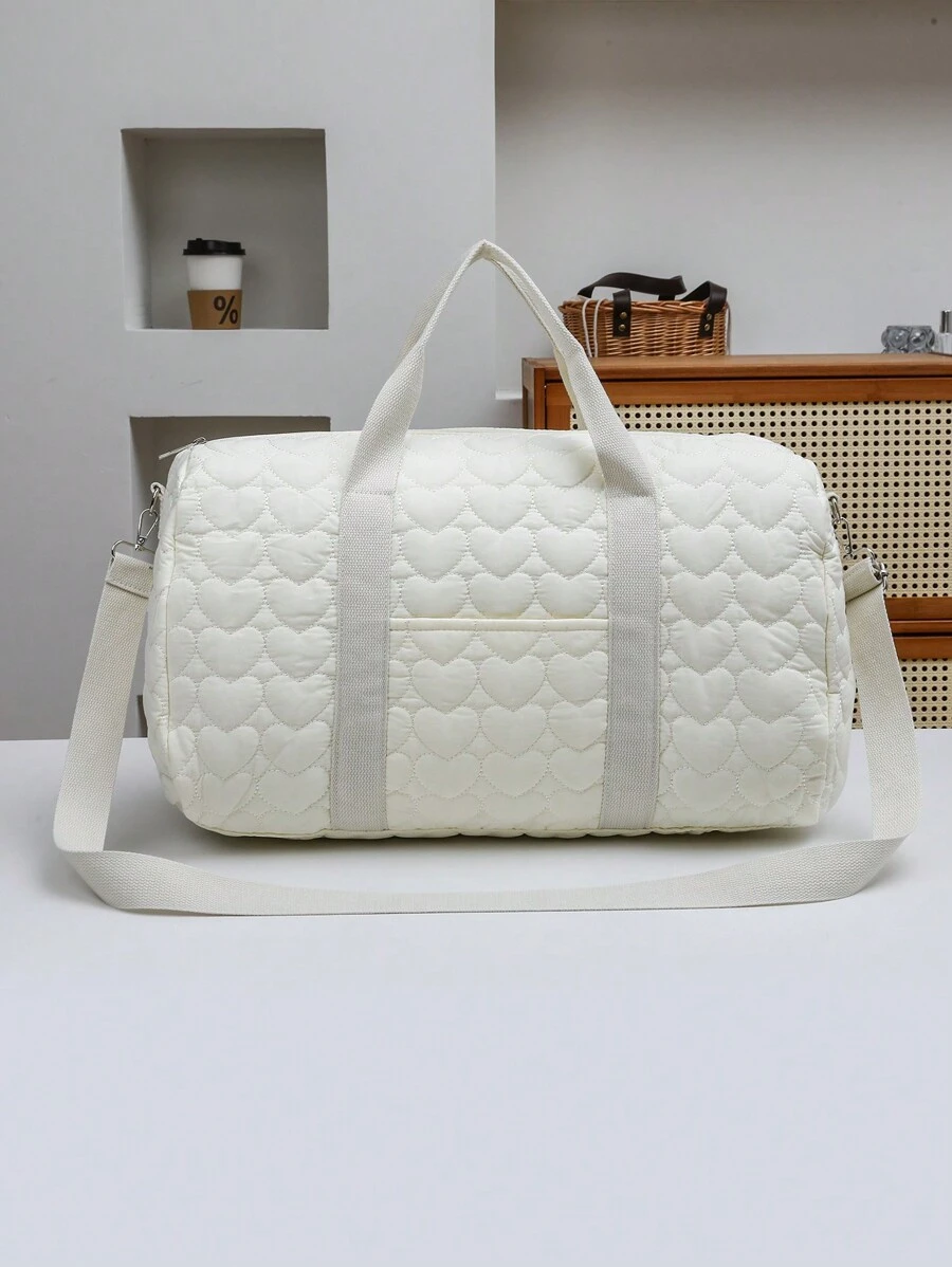 熊图案毛绒波士顿手提包 - 多功能大容量尿布和婴儿用品收纳手提包，带肩带，适合婴儿、青少年和成人