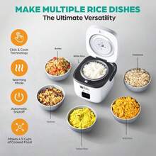 Rice Robot - All In One Personal Rice Cooker, PFAS-Free, Nonstick. 1.2 Quart Capacity, With Stainless Steel Steamer Tray, Measuring Cups, Recipe Book With 60 Recipes, And Serving Spoon - Close It, Click It, Cook It - Mặc định - Xem 3
