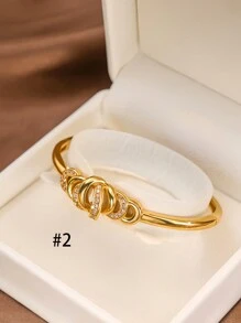 1/2/3 Stücke modischer klassischer glänzender durchbrochener geometrischer Linie Kubikzirkonia Dekorationsarmband mit einem Durchmesser von 60 mm, welches sich öffnen lässt, geeignet für den täglichen Gebrauch von Frauen, ohne Box