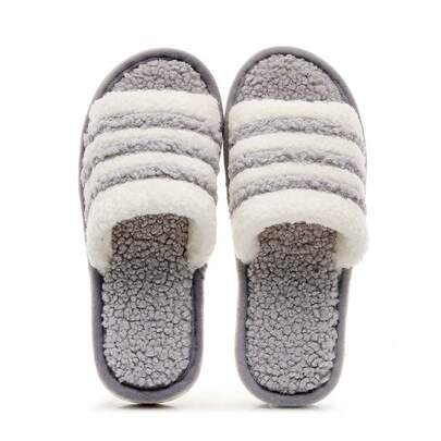 Open Plush Slippers Women's Autumn And Winter New Indoor Home Floor Non-Slip Four Seasons Couple Soft Bottom Slippers Men