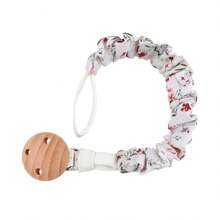 1pc Infant Fashion Printed Grid, Polka Dot & Striped Pacifier Clip & Wooden Pacifier Clip, Daily Use - Multicolor - View 32