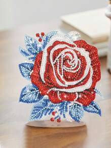 1 Stück Diamant Malerei Acryl Ständer, funkelnde Kristall Diamant Handwerkskunst Rose, Vintage Stil Heim Dekoration, geeignet für Hochzeiten, besondere Anlässe, Feiertage, Weihnachtsgeschenk, Größe 14,5cm*14cm/5,7 Zoll*5,5 Zoll