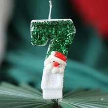 1pc Christmas Birthday 0-9 NumberCandles Snowflake Frozen Digital Candles Cake Topper Birthday Party Decor - Multicolor - View 17