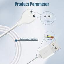USB Ladekabel Ersatz Ladeleitung, Spielzeug Zubehör Saugnapf Datenkabel, Elektrische Zahnbürste Ladekabel, für Spielzeug und Smartwatches, Kabelabstand: 6mm, 10mm, 2-adrige Datenkabel