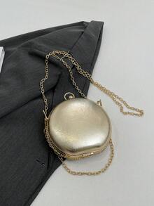 镶钻圆形晚装包，配链条肩带，时尚百搭的单肩包/斜挎包，约会礼物 - 彩色 - 查看 9