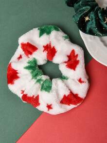 4 Peças Scrunchies de Cabelo Encaracolado de Natal com Estrela, Elásticos de Cabelo Xadrez, Decoração de Cabelo de Natal, Suporte de Rabo de Cavalo, Presente para Meninas