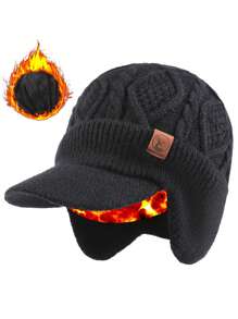 1 件装男士冬季针织帽带护耳，保暖全脸拉法帽，适合户外、滑雪、骑自行车、旅行、日常使用 - MZ166 - 查看 2