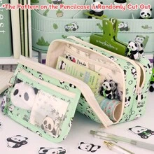 1个马卡龙图案大号铅笔盒/收纳袋，INS风格文具包，便携式手提铅笔盒/收纳袋，化妆包，适合青少年办公及学习用品，返校必备，铅笔袋/书包 - 滿鋪圖案款 - 查看 4