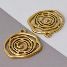 5pcs High-End Fashionable Multipattern Stainless Steel Gold And Silver Sunburst Geometric Pendant Ring Charms, Suitable For DIY Jewelry Making Necklace Bracelet Earrings