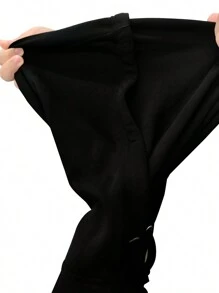 Oversized Style For Women, Family Christmas Matching Clothing Set, Comfortable Classic Print Hoodie, Merry Christmas Graphic Print Crewneck Hoodie, A Double-Layer Hood Hoodie, Fleece Lining For Excellent Warmth - 黑色 - 查看 6