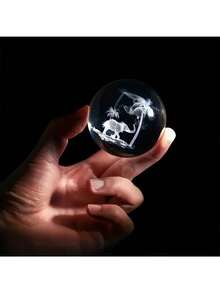 1 quả cầu pha lê khắc laser 3D hình voi nhiệt đới, sói đôi, hươu cao cổ có giá đỡ - Hoàn hảo để trang trí nhà cửa và văn phòng, quà tặng Giáng sinh lý tưởng - khung bạc - Xem 5