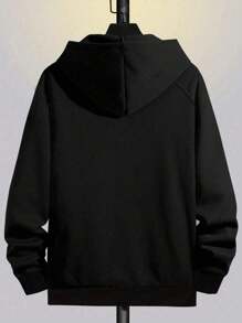 1pc Teen Boys' Casual Solid Color Sports Minimalist Fleece Hoodie Jacket, Autumn/Winter
