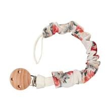 1pc Infant Fashion Printed Grid, Polka Dot & Striped Pacifier Clip & Wooden Pacifier Clip, Daily Use - Multicolor - View 21