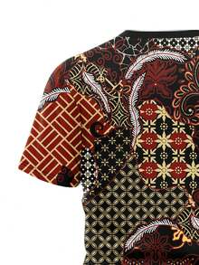 时尚男士图案 T 恤 舒适时尚的男士服装 - 彩色 - 查看 5