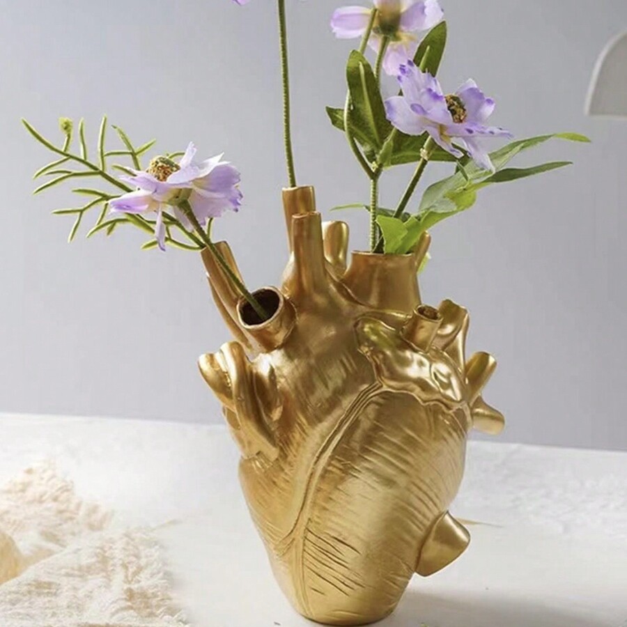 Resin Artificial Heart Shaped Decorative Vase, Suitable For Desktop SHEIN