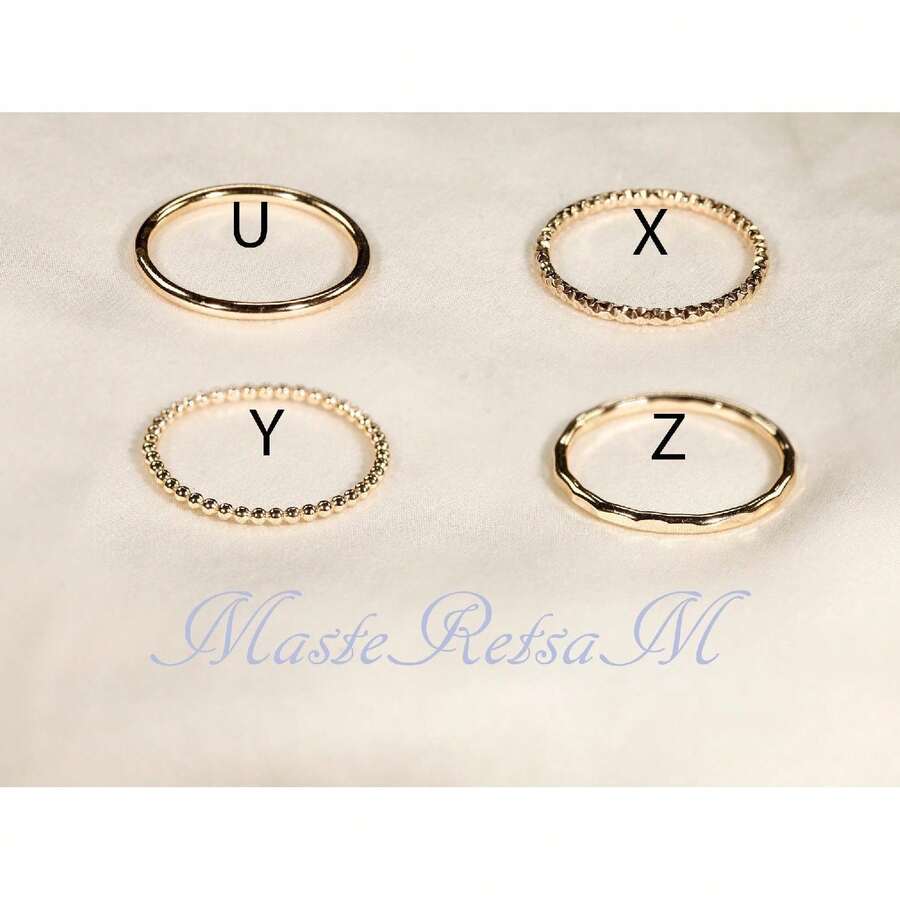 Set K14K Gold Filled 4 Rings Set, Handmade 14K Gold Filled Ring, Can