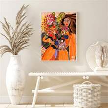 1/3 件现代抽象海报画个性化女性多色帆布画艺术印刷画墙客厅家居装饰画框 - 彩色 - 查看 16