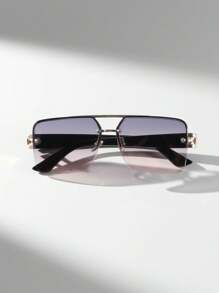 6pcs/1 Set Plastic Square Semi-Rimless Glasses, Retro Style Glasses For Women, Perfect For Photos Shoots Or Travel