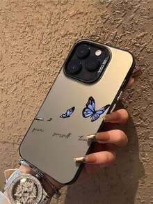 动物 1 件简约蓝色蝴蝶设计防摔 TPU 手机壳兼容 iPhone 和手机 - 彩色 - 查看 2