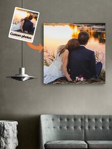 1pc Customized Wedding Marriage Photo Frame Canvas Painting - Personalize Your Photos, Upload Your Image/Photo, Couple, Family, Pet, Friend, Wedding, Anniversary Personalized Canvas Art, Wall Art For Bedroom, Living Room, Hallway, Ideal Gift For Wall Decor, Modern Style, Portrait Orientation, Rectangular Shape Gifts Birthday Graduation