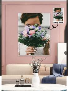 1pc Customized Wedding Marriage Photo Frame Canvas Painting - Personalize Your Photos, Upload Your Image/Photo, Couple, Family, Pet, Friend, Wedding, Anniversary Personalized Canvas Art, Wall Art For Bedroom, Living Room, Hallway, Ideal Gift For Wall Decor, Modern Style, Portrait Orientation, Rectangular Shape Gifts Birthday Graduation