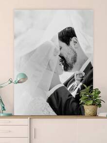 1pc Customized Wedding Marriage Photo Frame Canvas Painting - Personalize Your Photos, Upload Your Image/Photo, Couple, Family, Pet, Friend, Wedding, Anniversary Personalized Canvas Art, Wall Art For Bedroom, Living Room, Hallway, Ideal Gift For Wall Decor, Modern Style, Portrait Orientation, Rectangular Shape Gifts Birthday Graduation