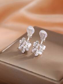1 Paar modische Halbcreolen-Ohrclips mit Kunstperlen, elegante und bequeme Ohrringe für Frauen ohne Ohrlöcher, geeignet für den Alltag und zu besonderen Anlässen, Geschenk
