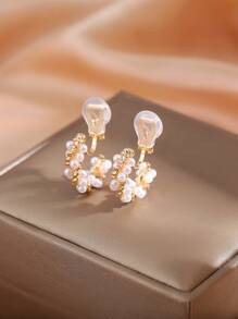 1 Paar modische Halbcreolen-Ohrclips mit Kunstperlen, elegante und bequeme Ohrringe für Frauen ohne Ohrlöcher, geeignet für den Alltag und zu besonderen Anlässen, Geschenk