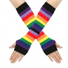 1 Miếng Bảo Vệ Cánh Tay Giáng Sinh 12,5 Inch Sọc Cầu Vồng Bảo Vệ Cánh Tay Cao Thường Ngày Tay Dài - Nhiều màu - Xem 15