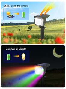 1/2/4/6 Đèn năng lượng mặt trời 10 bóng LED với đèn chiếu sáng cảnh quan chống nước IP65, bảy chế độ đổi màu RGB được điều khiển, tự động chiếu sáng trong bóng tối, thích hợp cho sân ngoài trời, tường ngoài trời, lối vào, vườn, chiếu sáng lối đi, chiếu sáng không khí ngày lễ, chiếu sáng trang trí bãi cỏ ngoài trời vào dịp Giáng sinh. - Nhiều màu - Xem 5