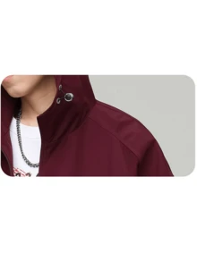 男女通用户外夹克，防风防水透气休闲连帽运动外套，时尚登山外套，适合男友风格男士和女男友风格男士，浅米色修身款，秋冬 - 酒紅色 - 查看 9