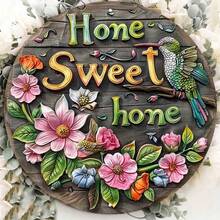 1 tấm (8 inch) Biển báo bằng gỗ "Sweet Home" có hình chim ruồi và hoa trang trí, Biển báo trang trí Giáng sinh/Năm mới, Quà tặng Giáng sinh/Năm mới, Đã khoan sẵn, Trang trí ngoài trời/trong nhà chịu được thời tiết, In độ nét cao, Phong cách ngẫu nhiên - Nhiều màu - Xem 6