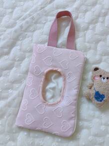 Torba do przechowywania chusteczek o dużej pojemności w kształcie serca z wyjmowaną konstrukcją, przenośna podręczna torba z dozownikiem chusteczek podróżnych do użytku samochodowego - wielobarwność - Zobacz 4