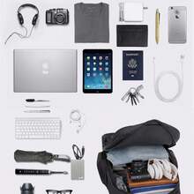 Men's Backpack Steel Cable Waterproof Notebook USB D7204 - 紅色 - 查看 5