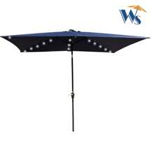 10x6.5ft Rectangular Solar LED Market Umbrella With Crank And Tilt For Patio, Garden, And Pool Shade - Màu xanh hải quân - Xem 1
